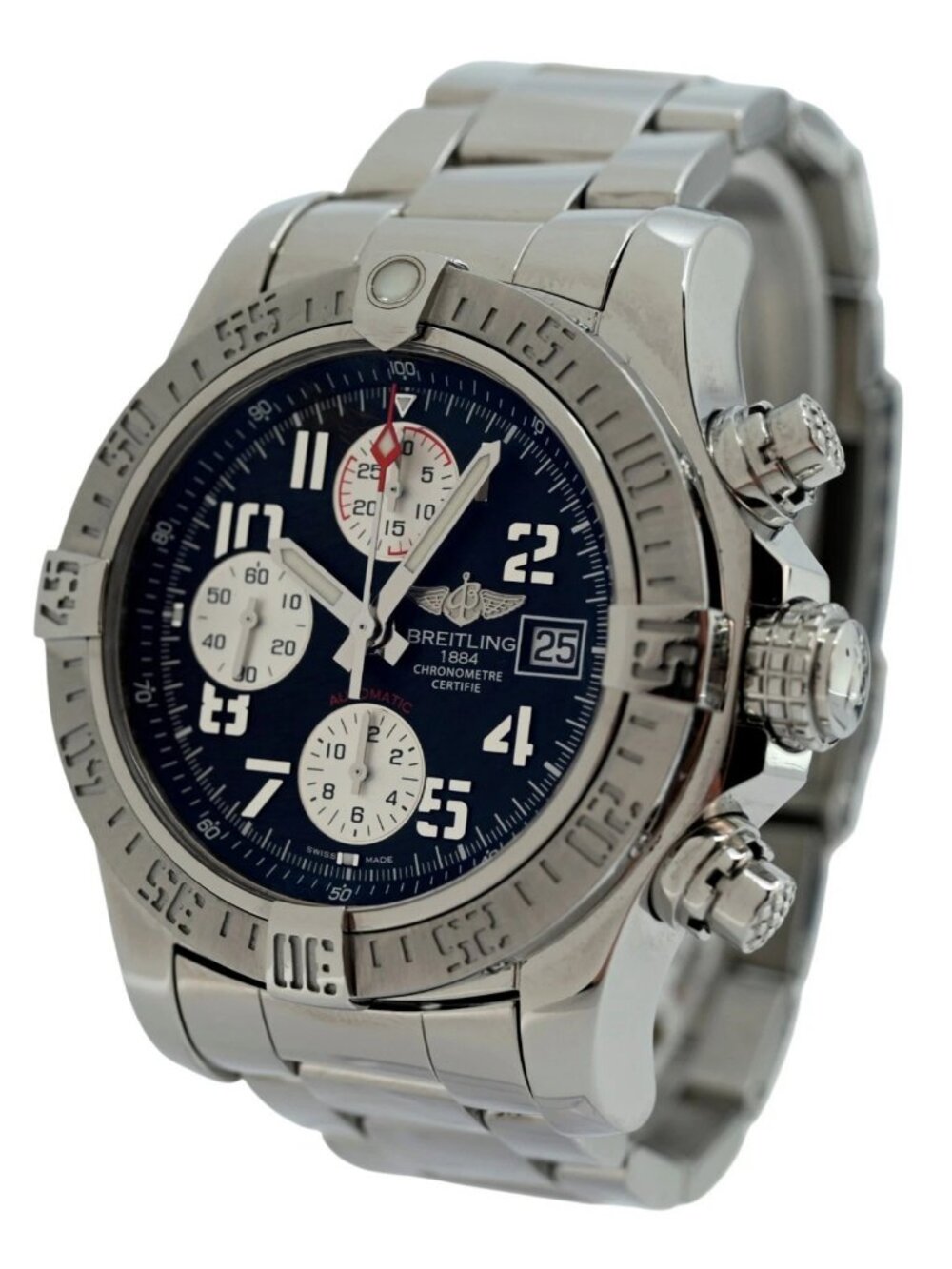 Breitling Men's 43mm Super Avenger II Black Dial Auto Chrono Swiss Watch A13381!